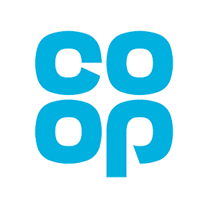 Close-up of the Co-op logo with blue, lowercase letters arranged in a 2x2 grid.