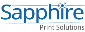 Sapphire Print Solutions logo with the word 'Sapphire' in blue and 'Print Solutions' in gray.