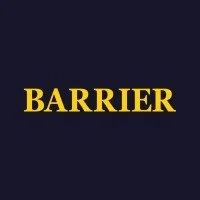 The word 'BARRIER' in yellow letters on a dark background.