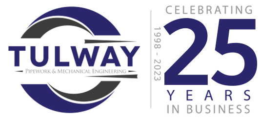 Logo celebrating 25 years of TULWAY, a Precast & Mechanical Engineering company, from 1998 to 2023