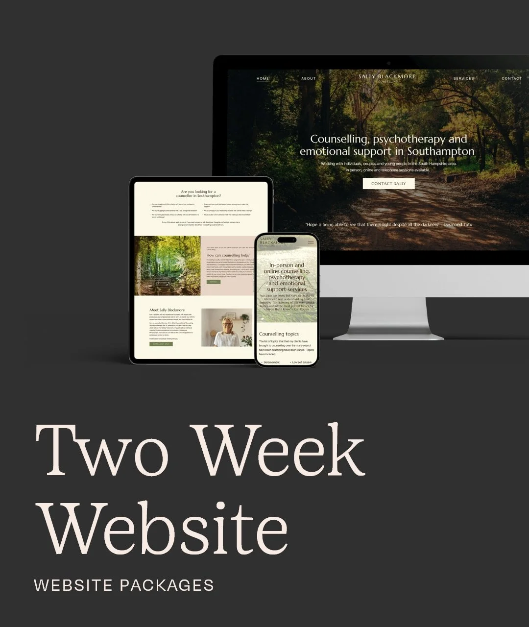If you are a new business on a budget, or would love to have your new website up and running quickly, I offer a 'Two Week Website' package, which is a focused two week project to get you online in no time!

If you prefer something more bespoke and in