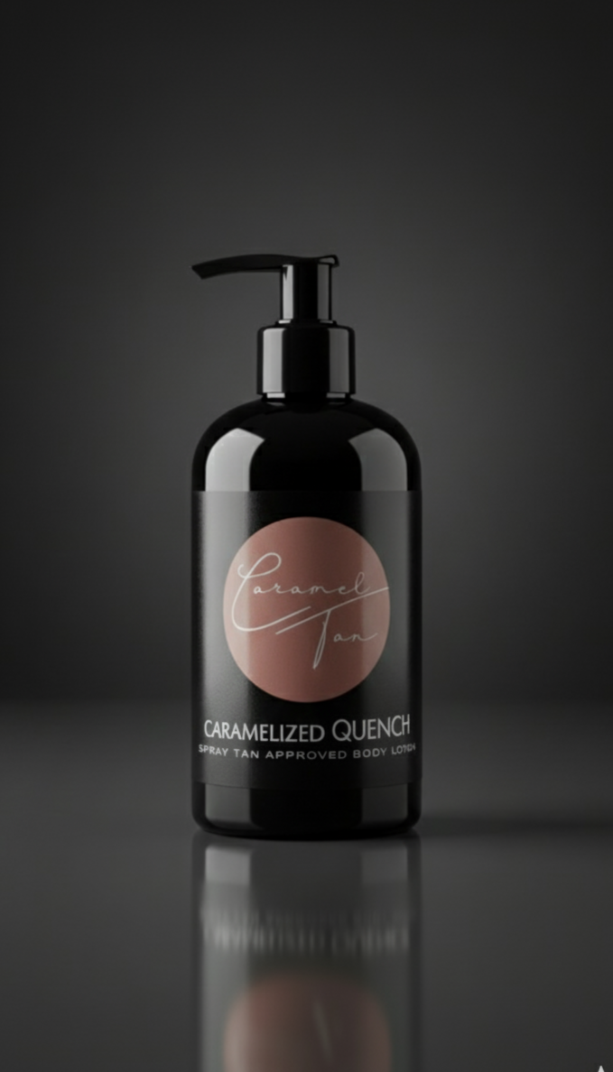 Caramelized Quench spray tan-safe body lotion by Caramel Tan Austin