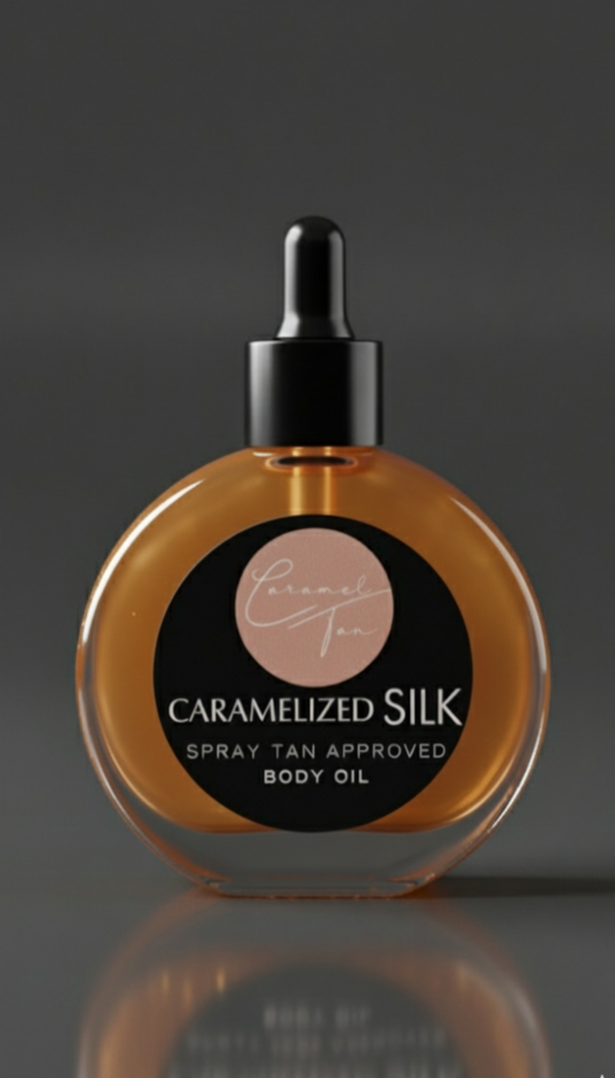 Caramelized Silk spray tan-safe body oil by Caramel Tan Austin