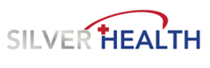 Silver Health logo with red plus sign and curved line