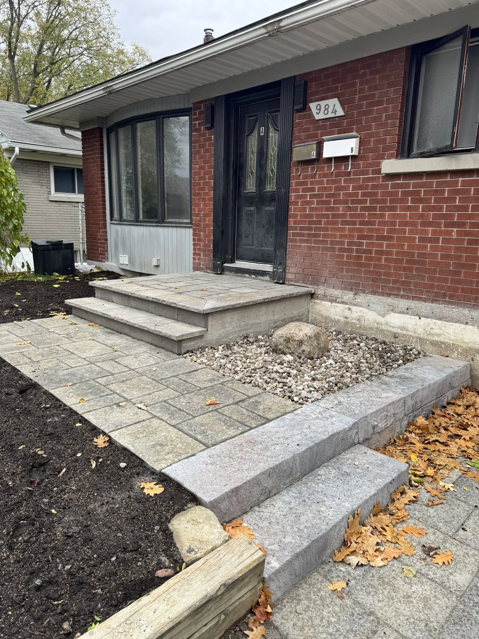 Front entrance with interlock walkway and steps in Ottawa