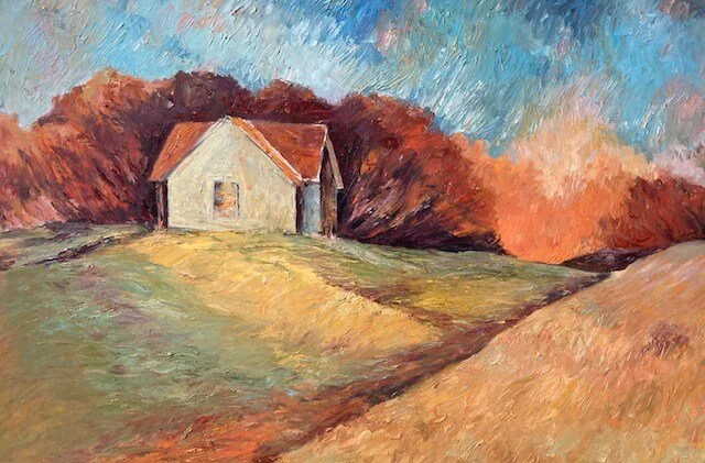 House in a Landscape Painting by Timothy Charles Jacobs