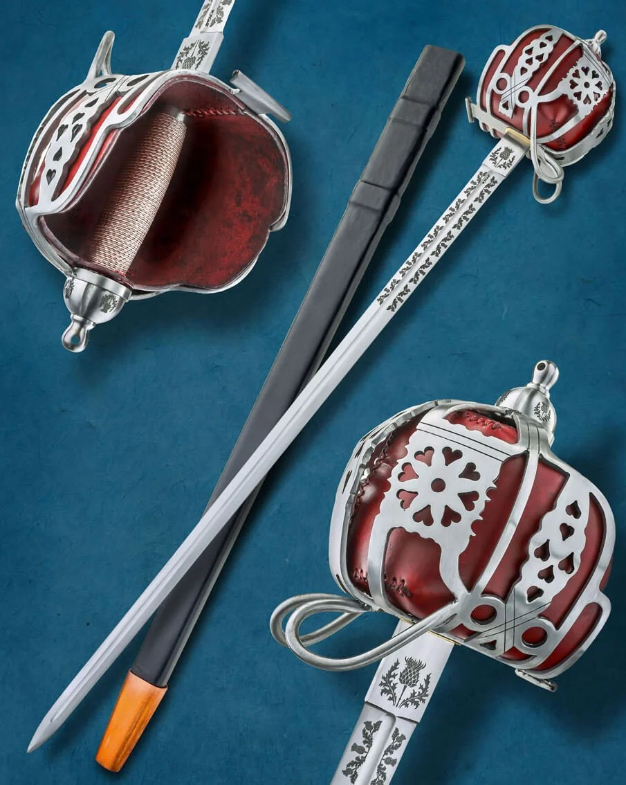 Scottish Basket Hilt Sword, Handle – Twist Silver and Twisted Copper over Cherry Wood, Blade length – 34 inches