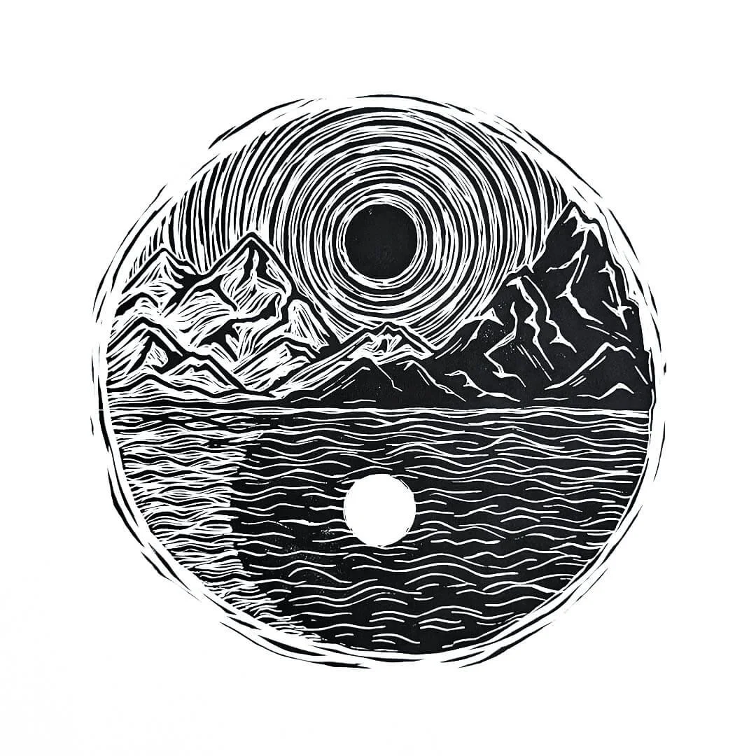 Relief Print of Yin-Yang Mountains 
