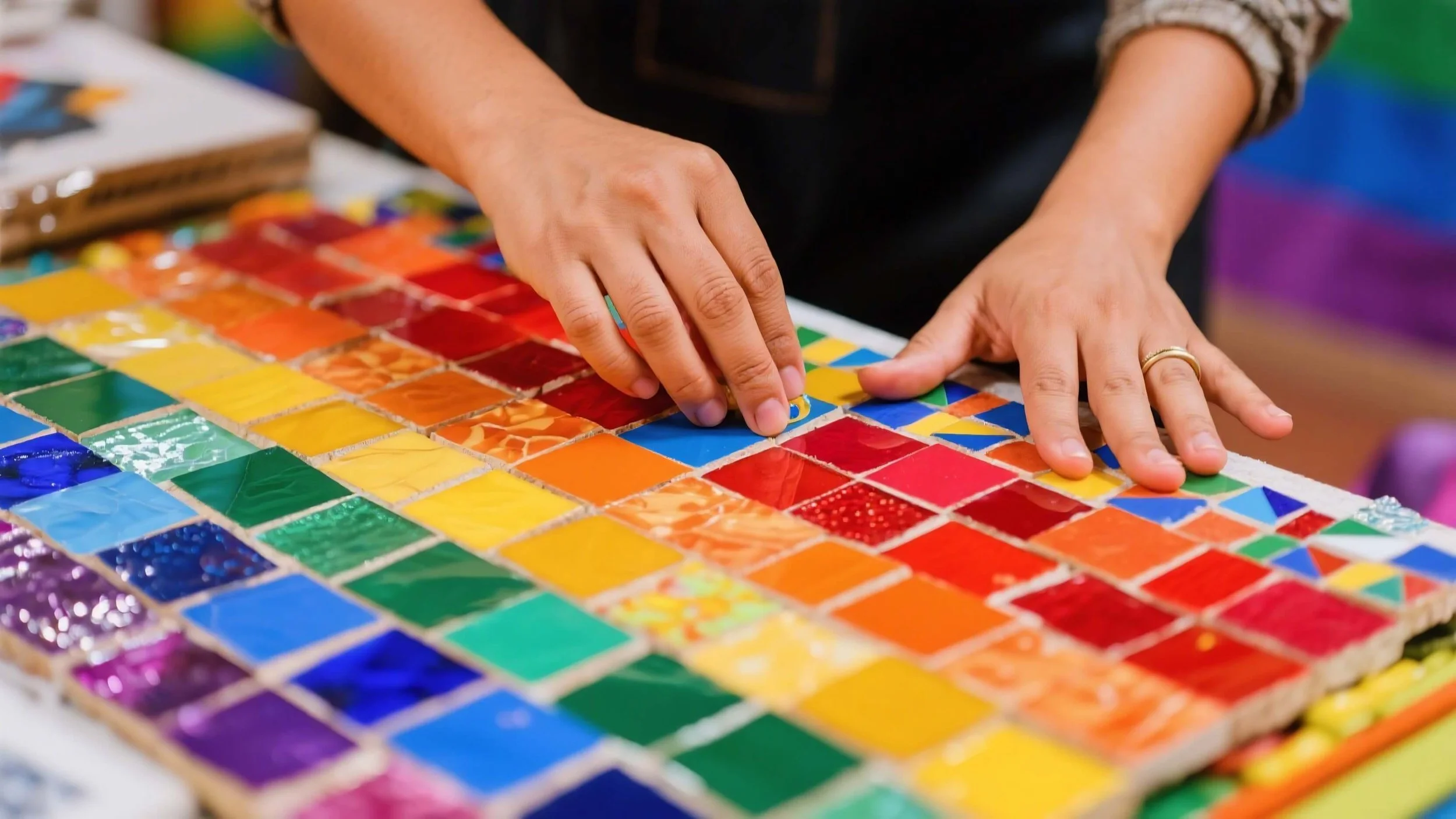 Artist Making Mosaic Piece