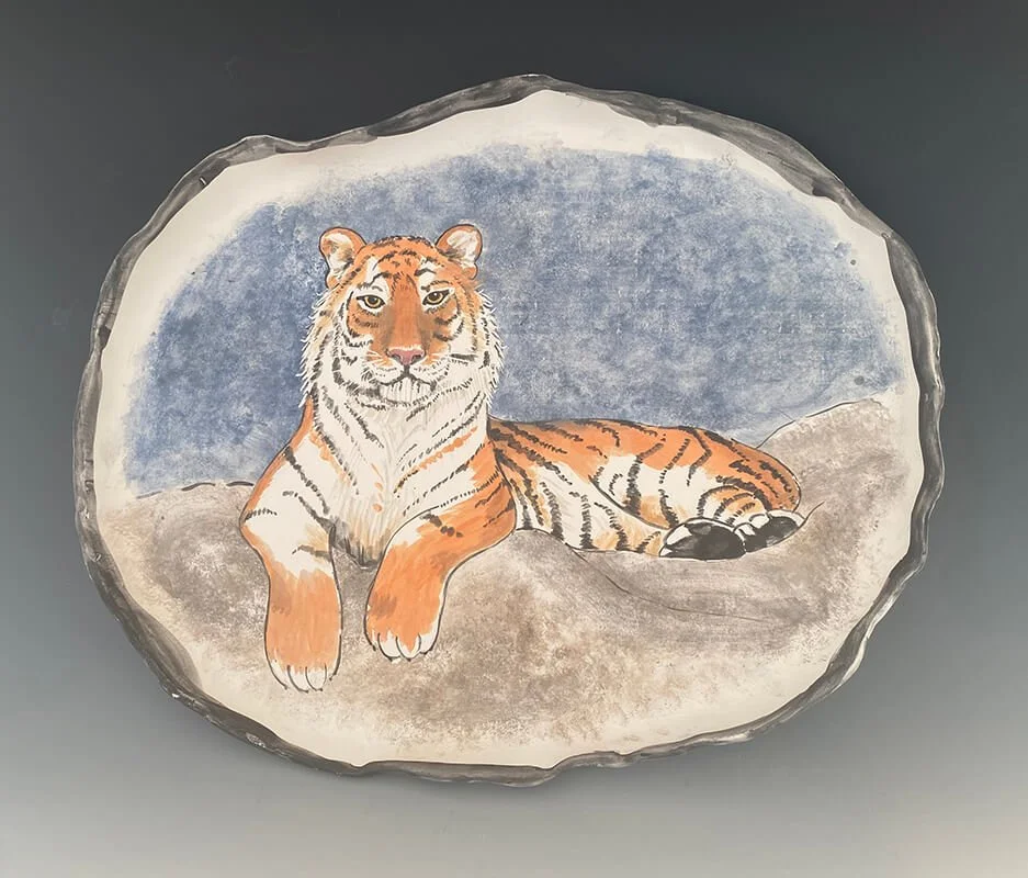 Tiger Platter Stoneware by Janice Alexander
