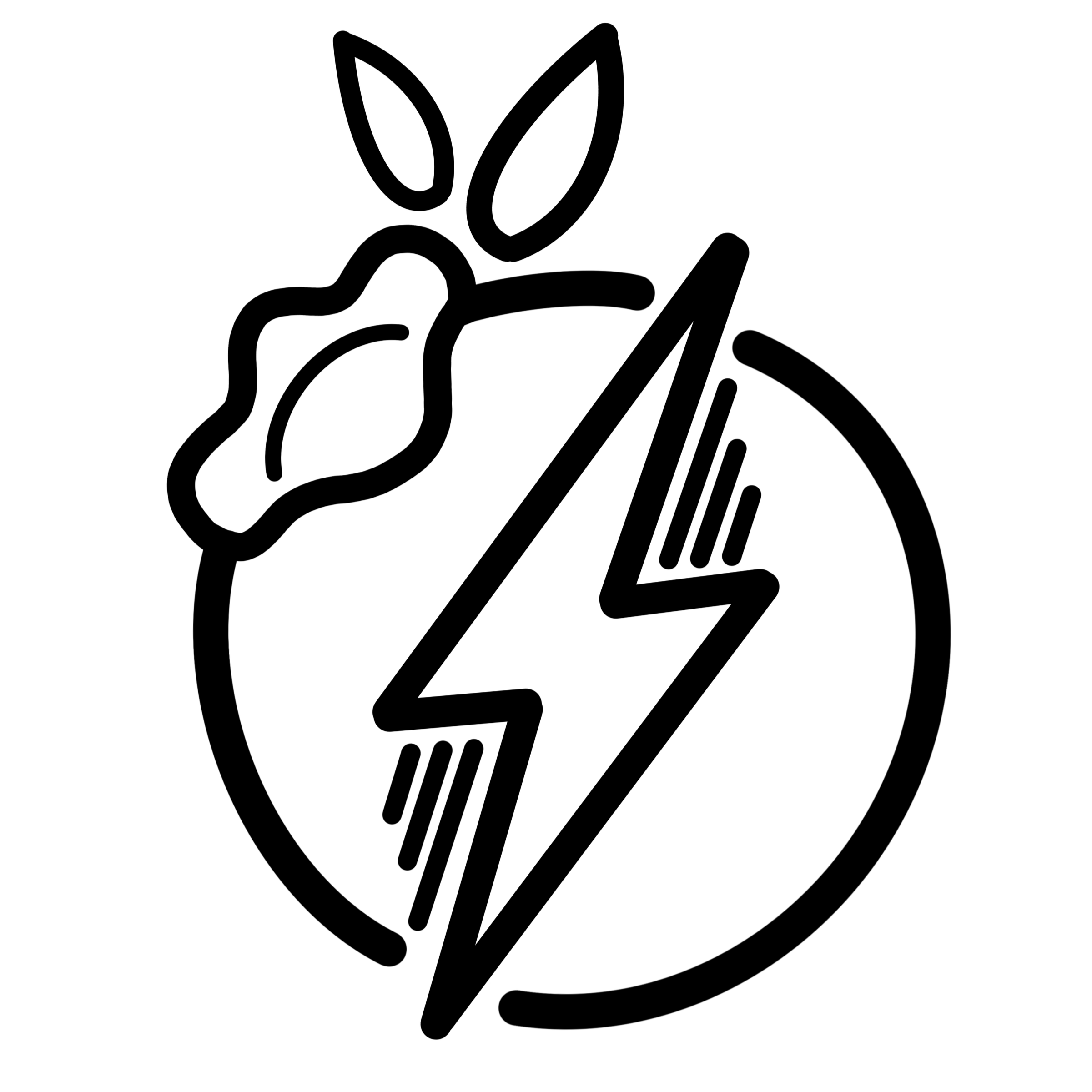 A black background with faint, curved white lines forming abstract shapes.