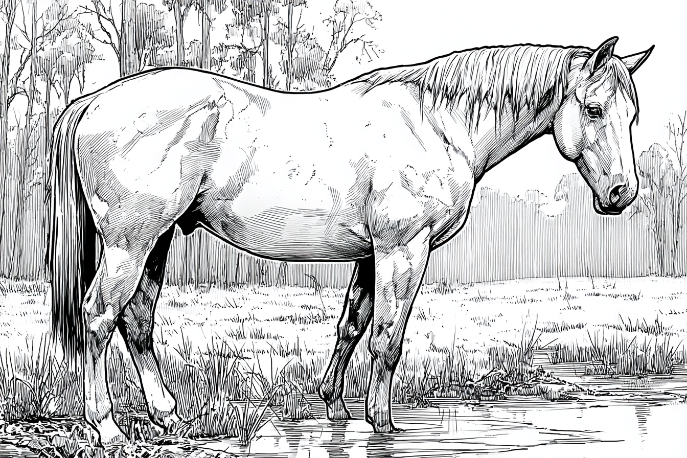 horse in the marsh