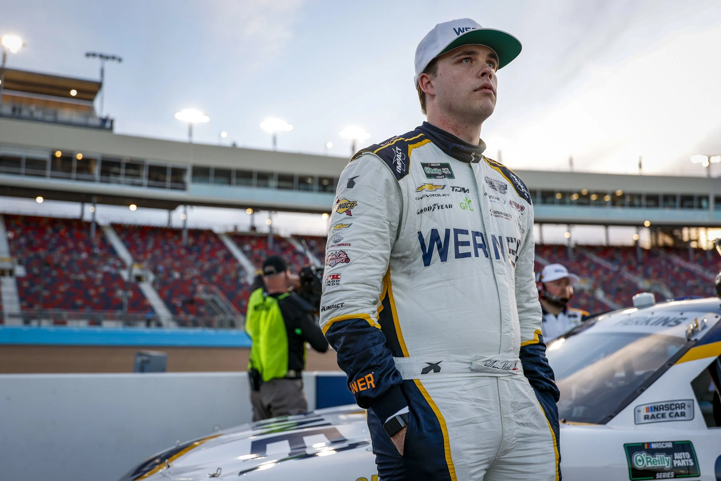 Blaine Perkins standing on pit road before the race at Phoenix Raceway, 2026 NASCAR O'Reilly Auto Parts Series
