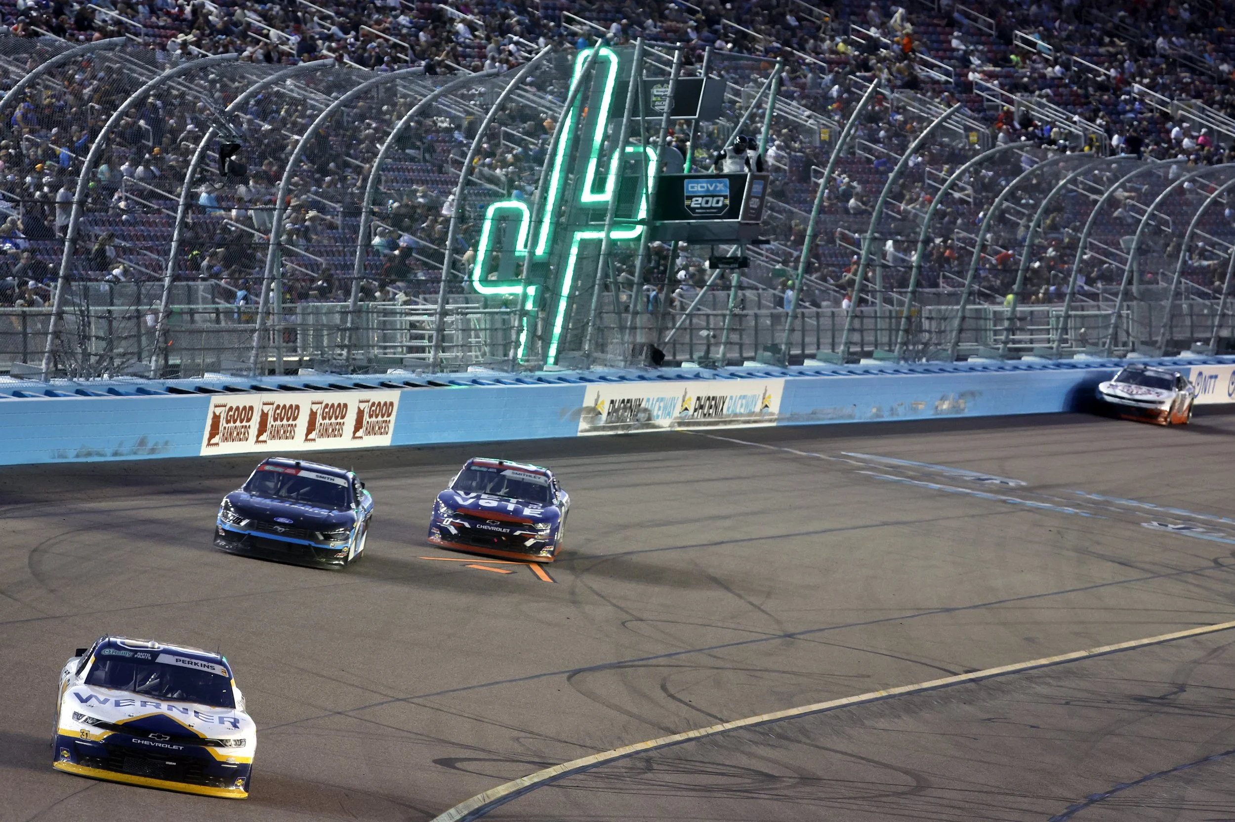 No. 31 Werner Chevrolet Blaine Perkins mid-race at Phoenix Raceway, 2026 NASCAR O'Reilly Auto Parts Series
