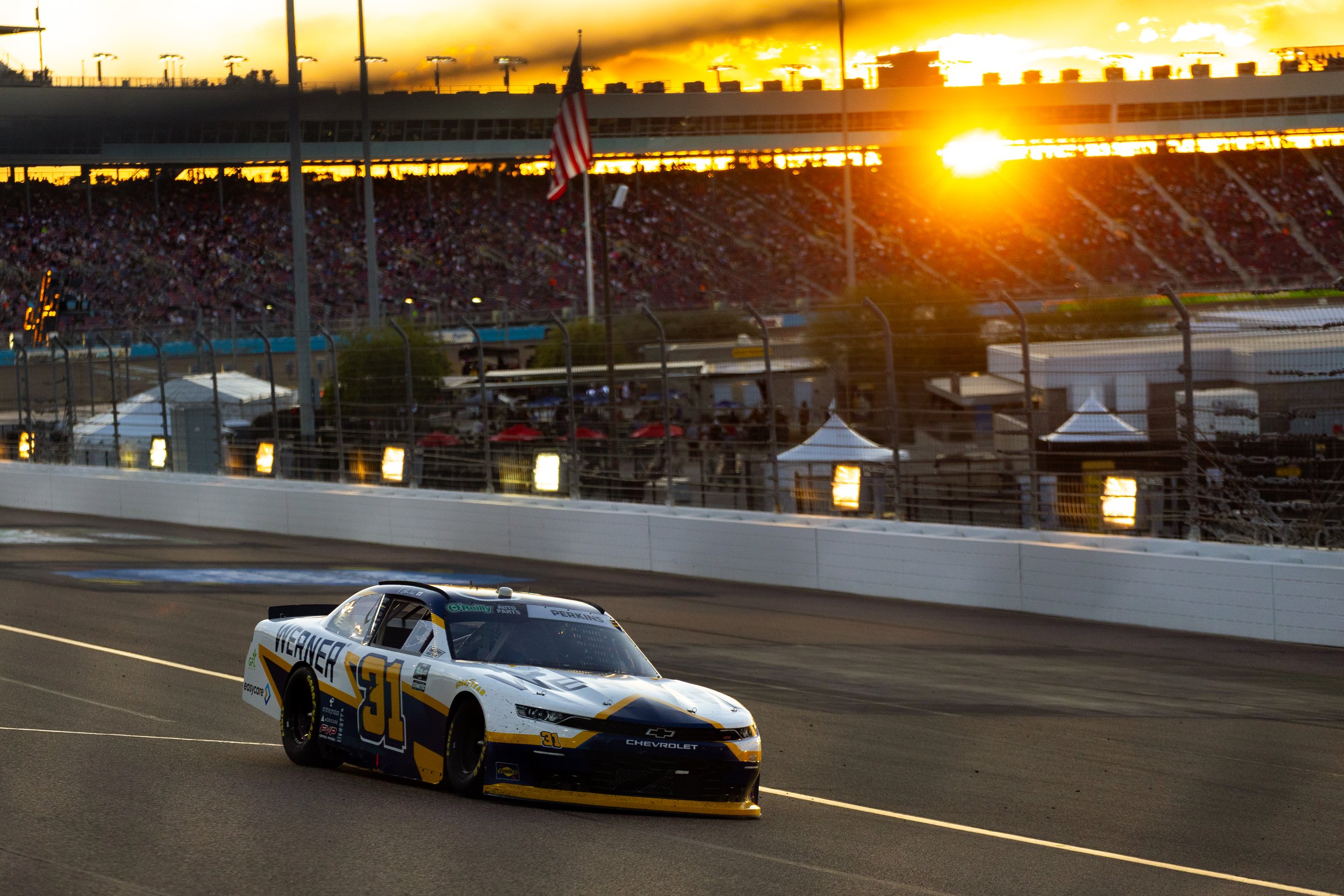 No. 31 Jordan Anderson Racing Chevrolet piloted by Blaine Perkins at Phoenix Raceway, O'Reilly Auto Parts Series March 2026 - Sunset Werner Trucking