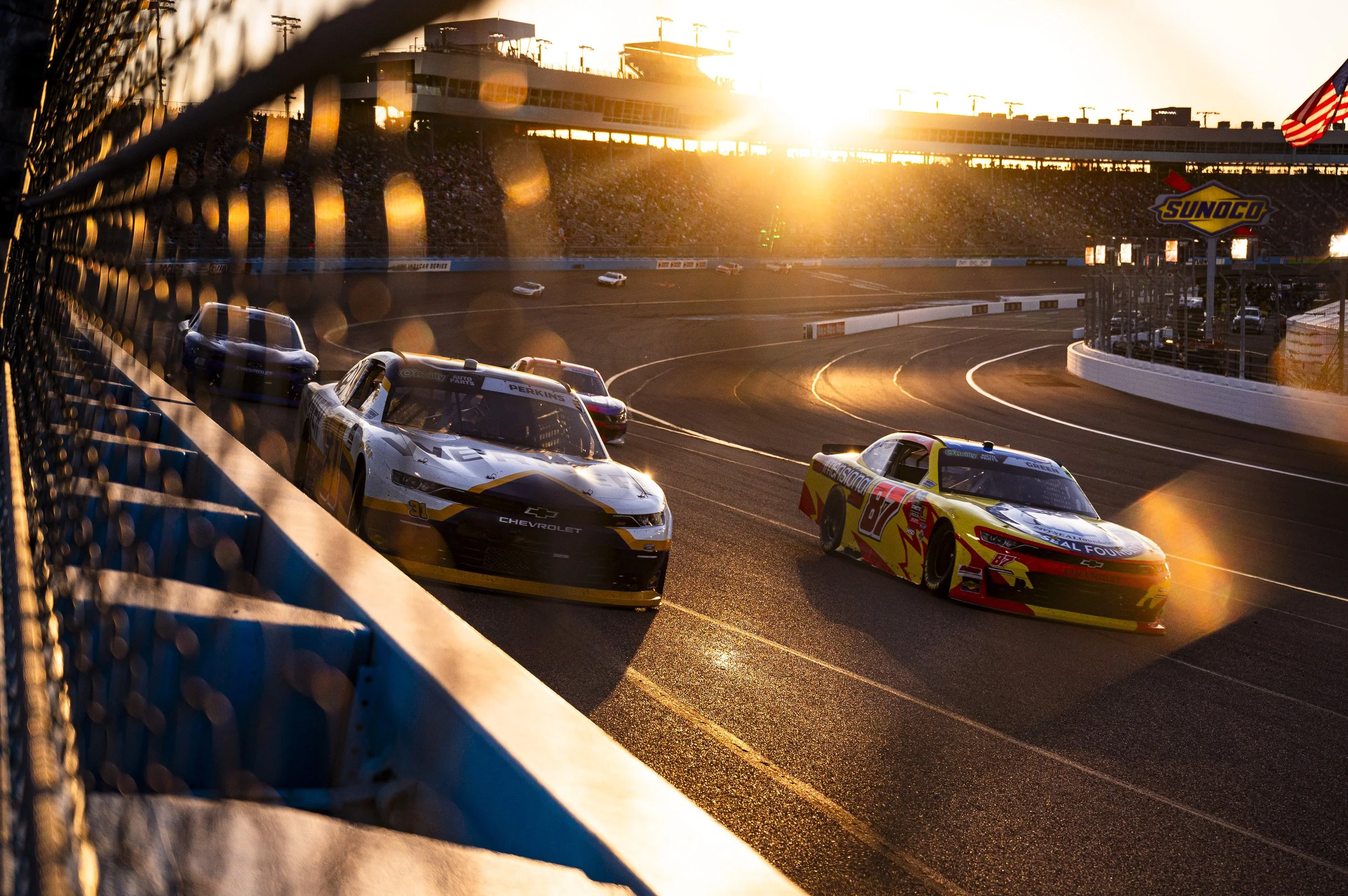Blaine Perkins No. 31 Werner Chevrolet battling on track at Phoenix Raceway, 2026 NASCAR O'Reilly Auto Parts Series