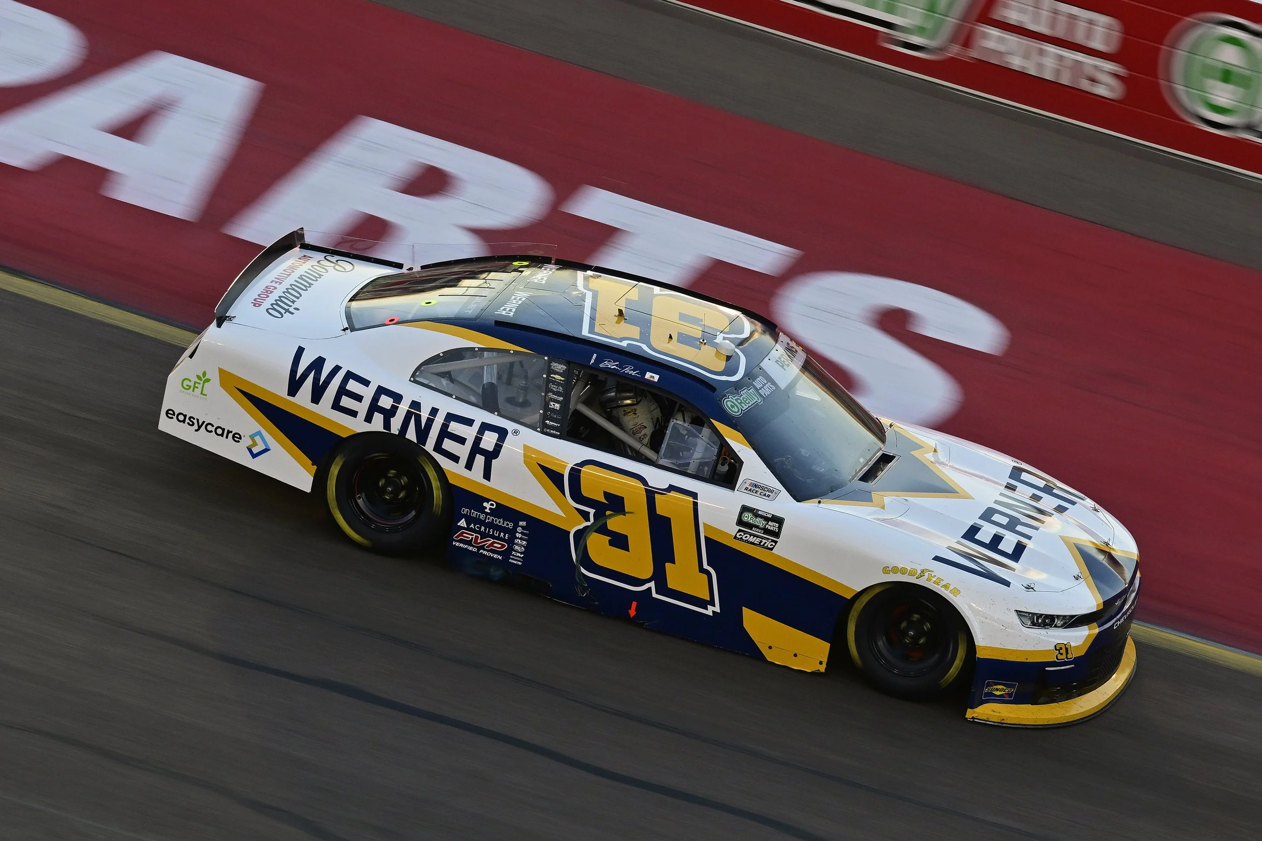 Blaine Perkins No. 31 Chevrolet at Phoenix Raceway under lights, 2026 NASCAR O'Reilly Auto Parts Series night race