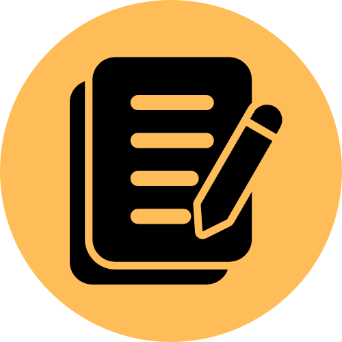Icon of a clipboard with a pencil, representing note-taking or editing.