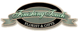Finishing Touch Florist & Gifts logo with green script text and black banner.