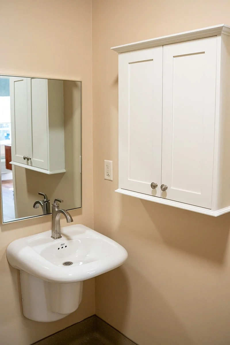 Renovated resident room bathroom at Hendersonville Health & Rehabilitation