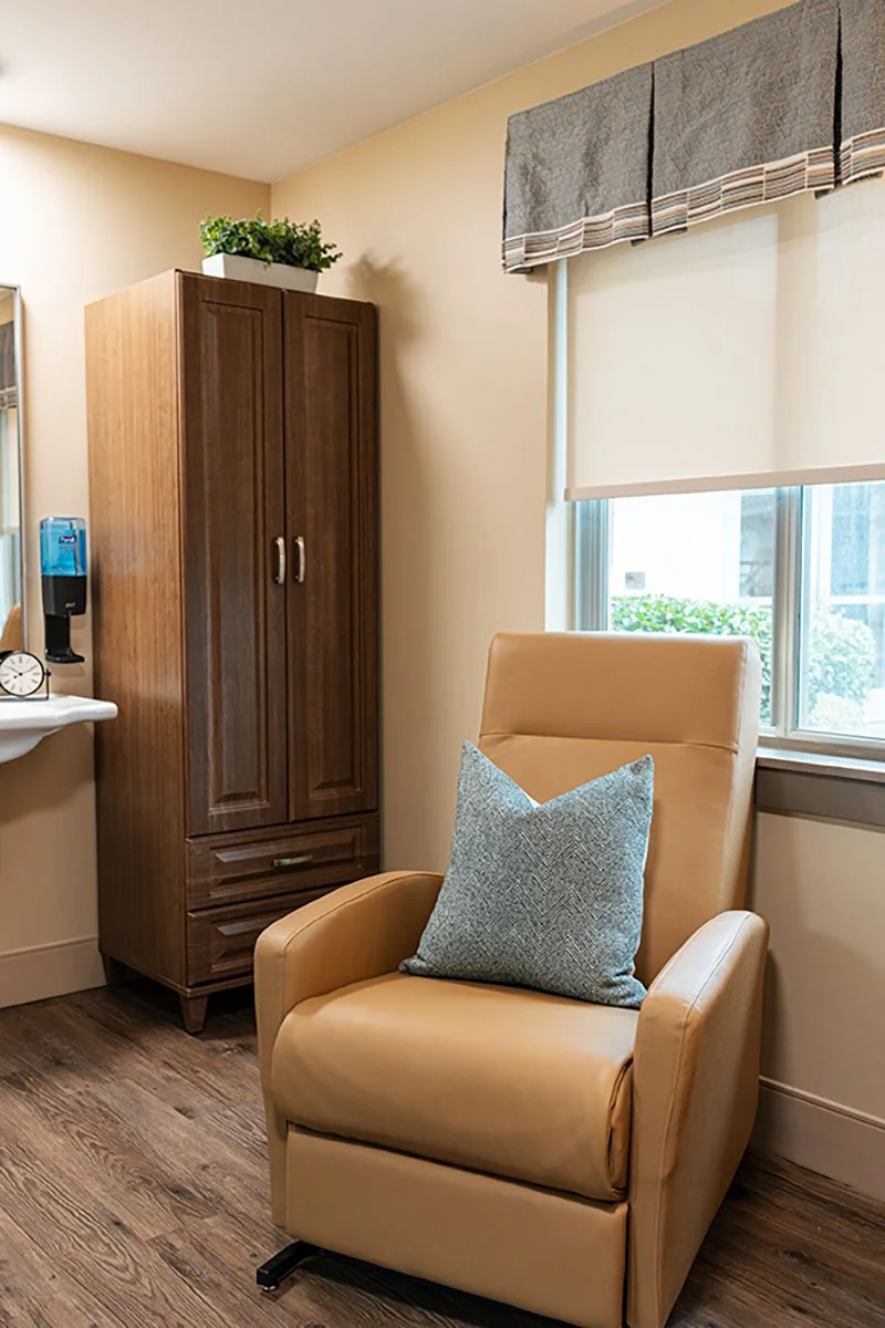 Renovated resident room seating area at Anson Health & Rehabilitation