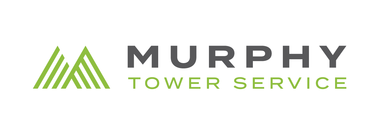 Logo for Murphy Tower Service with a stylized green mountain and black text.