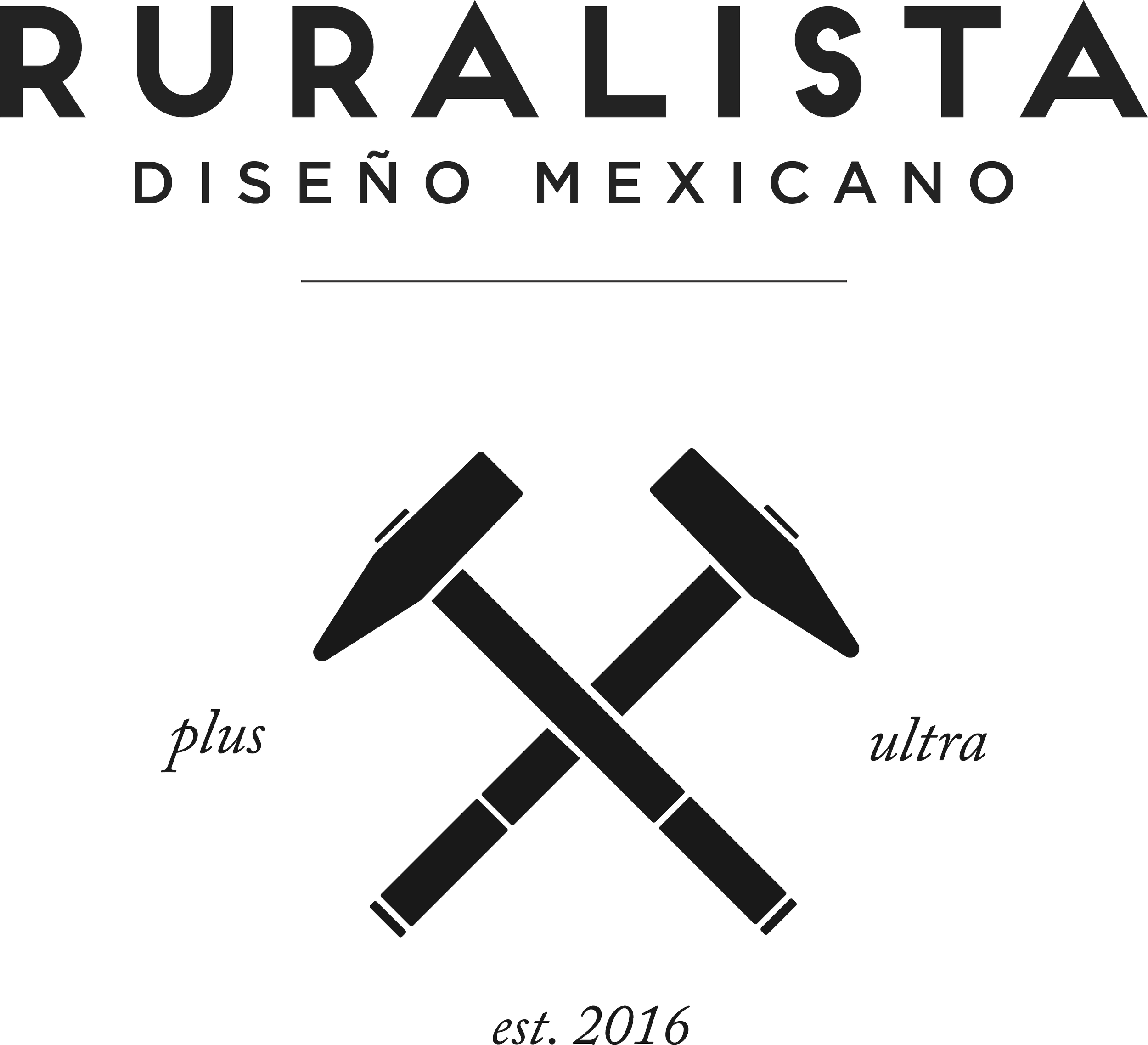 Logo for Mexican Brand called Ruralista, Bold Typography and the symbol manifesting "Hard work" / Plus and Ultra, we are beyond everything.