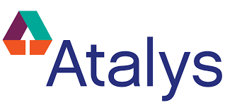 Logo of Atalys, featuring a colorful geometric symbol and the company name in blue text.