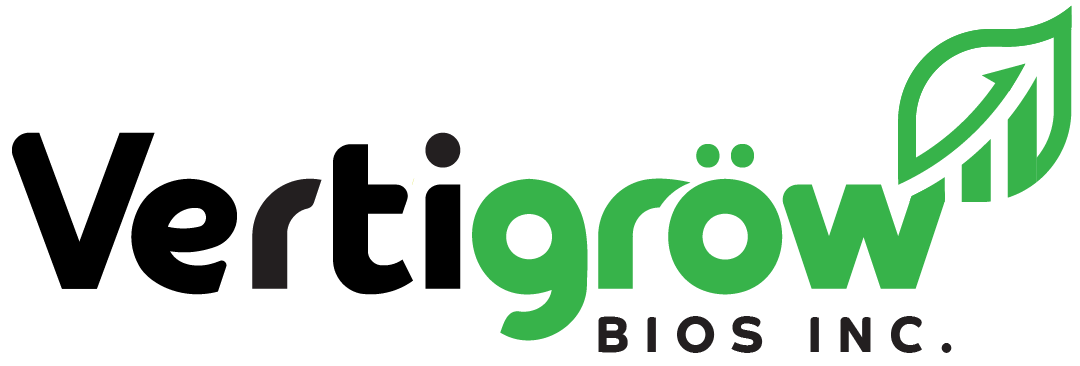 Grow BIOS Inc. logo with green leaf and upward arrow integrated into the text