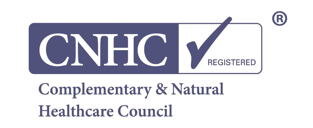 Logo of CNHC with a checkmark, and text saying 'Complementary & Natural Healthcare Council'.