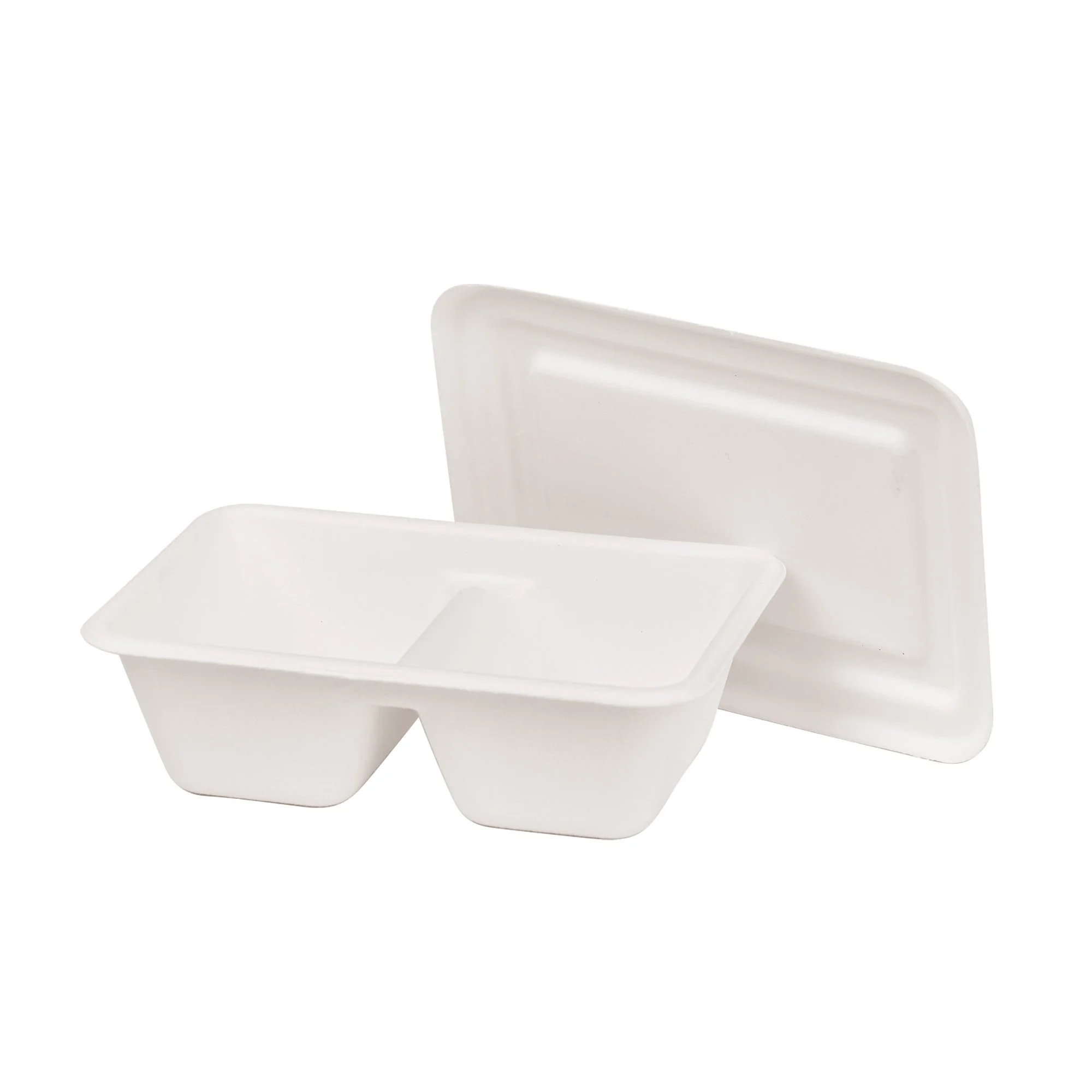 20oz 630ml 2-Compartment Fiesta Container Lid Sugarcane Bagasse PFAS-Free Compostable Certified