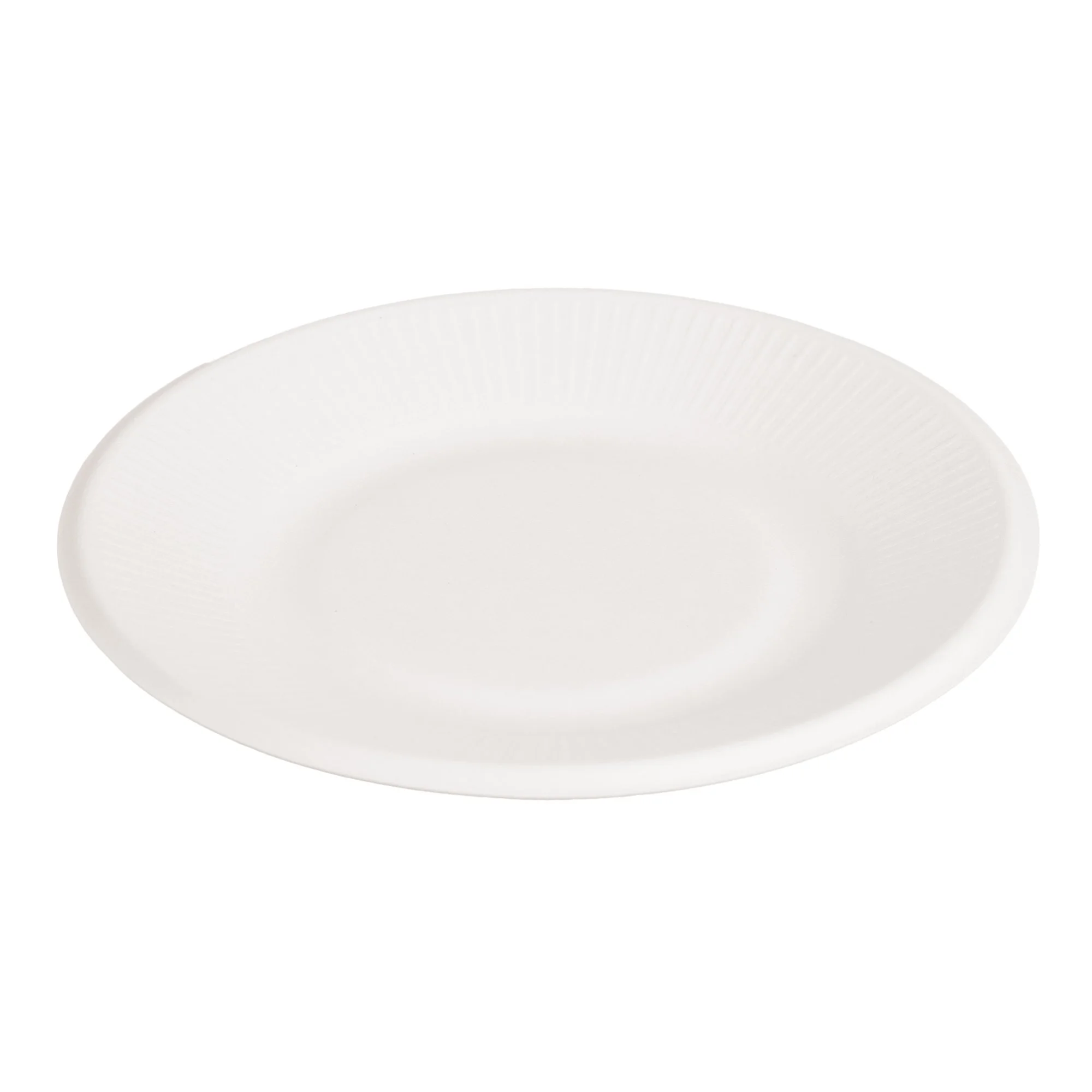 8 Inch Round Scalloped Edge Plate Sugarcane Bagasse PFAS-Free Compostable Certified