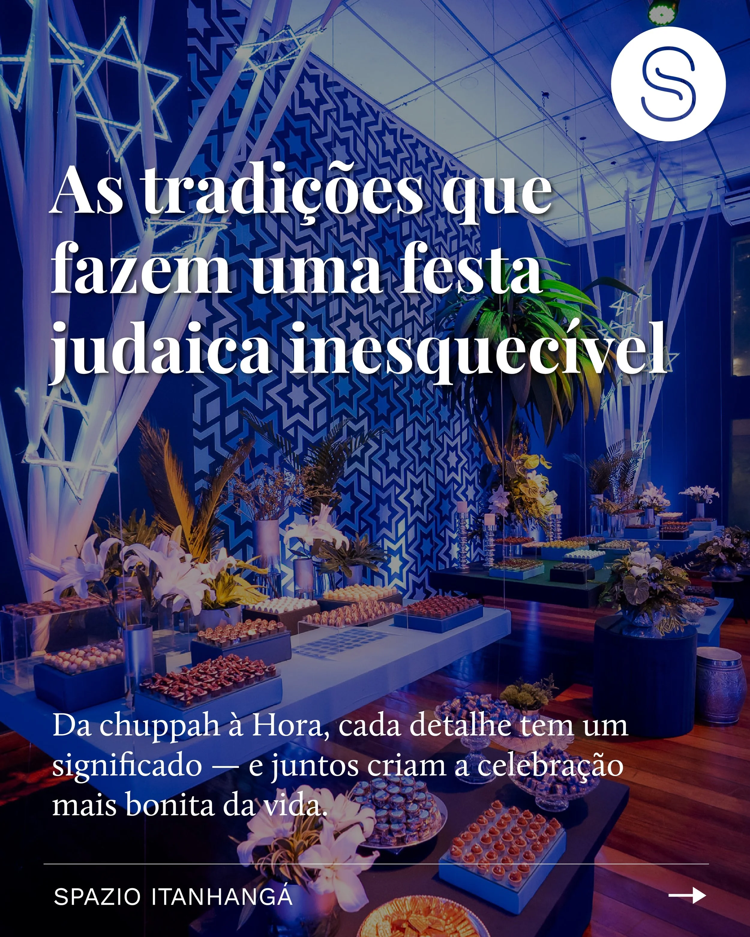 Da chuppah ao Mazel Tov, cada momento de uma festa judaica tem hist&oacute;ria, significado e muita emo&ccedil;&atilde;o.

Arrasta para conhecer as tradi&ccedil;&otilde;es que fazem essas celebra&ccedil;&otilde;es serem inesquec&iacute;veis.

No Spaz