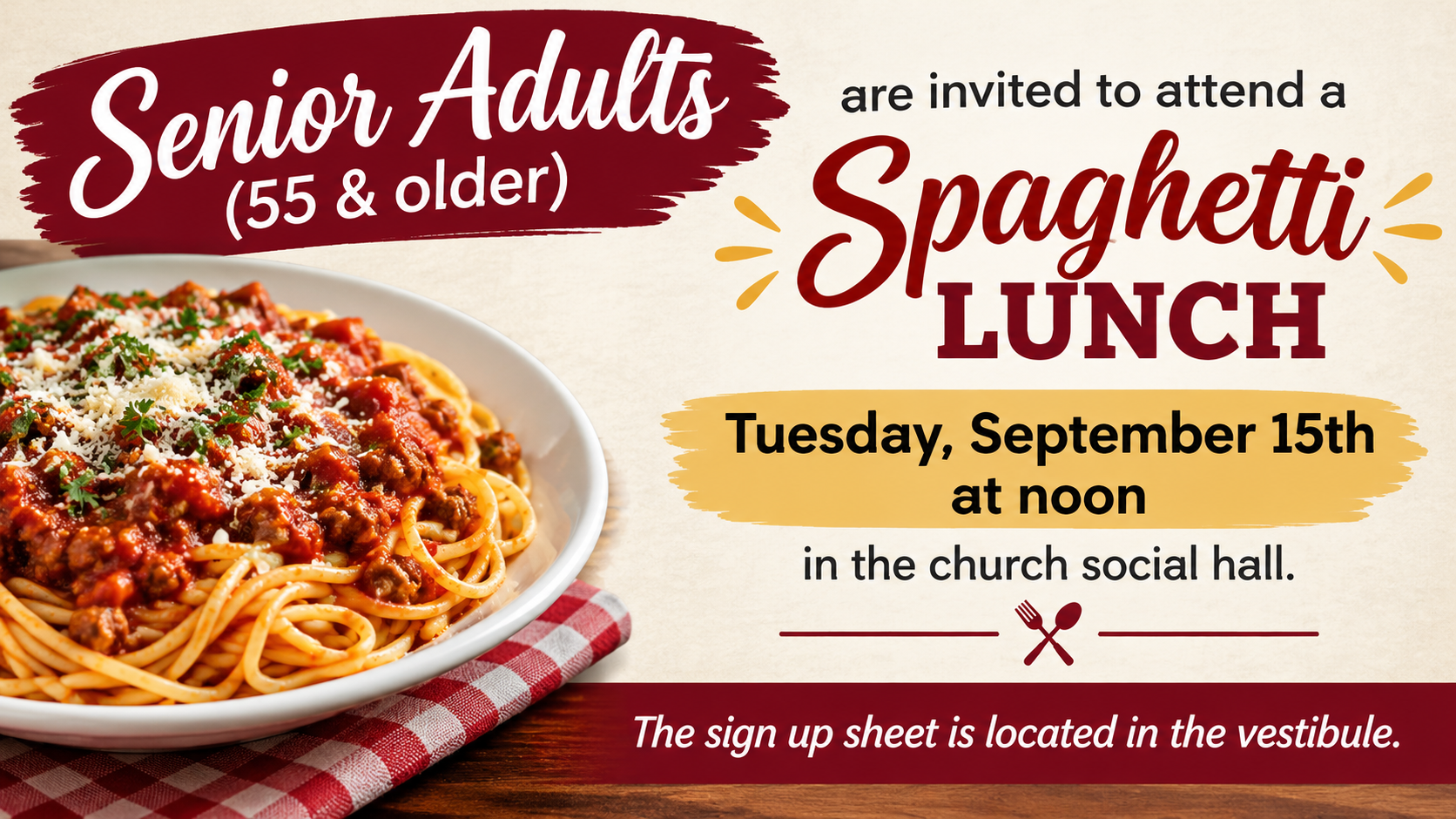 Senior Adults Spaghetti Lunch