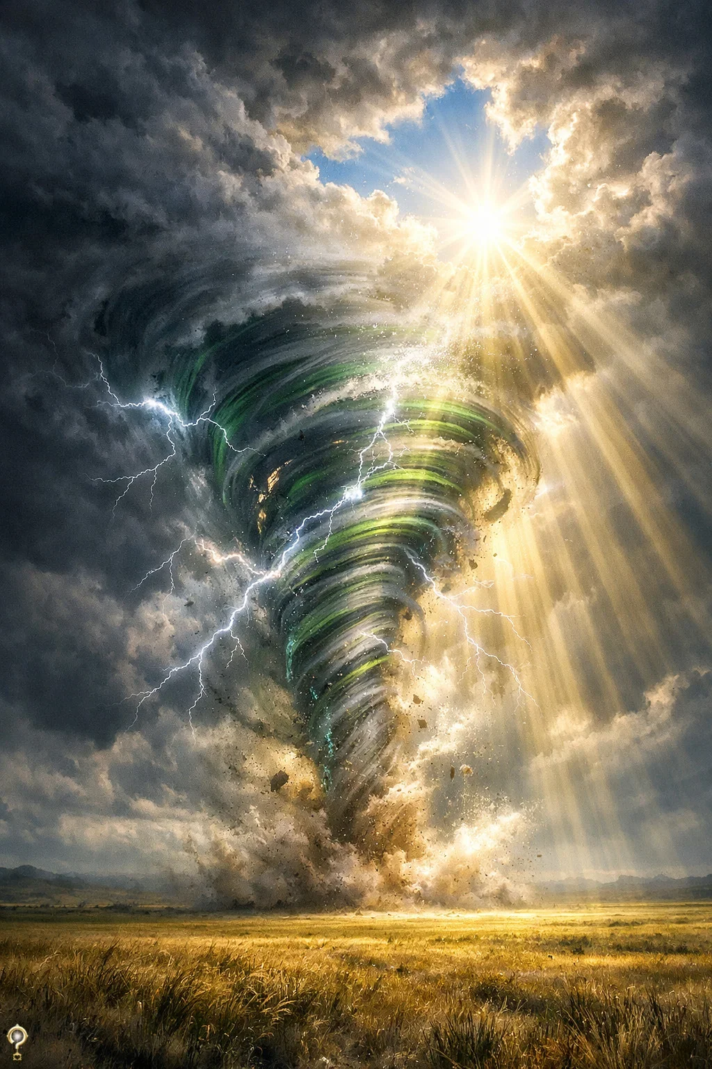 AI-generated energy art depicting storm and light, created by Spiritual Escape Artist for an energy portrait session