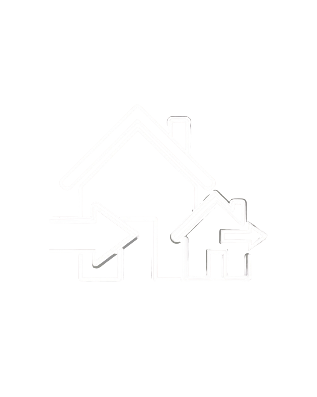 Line art icon of a home with inward and outward arrows representing buying and selling real estate — Havenrose Real Estate Salem, Oregon