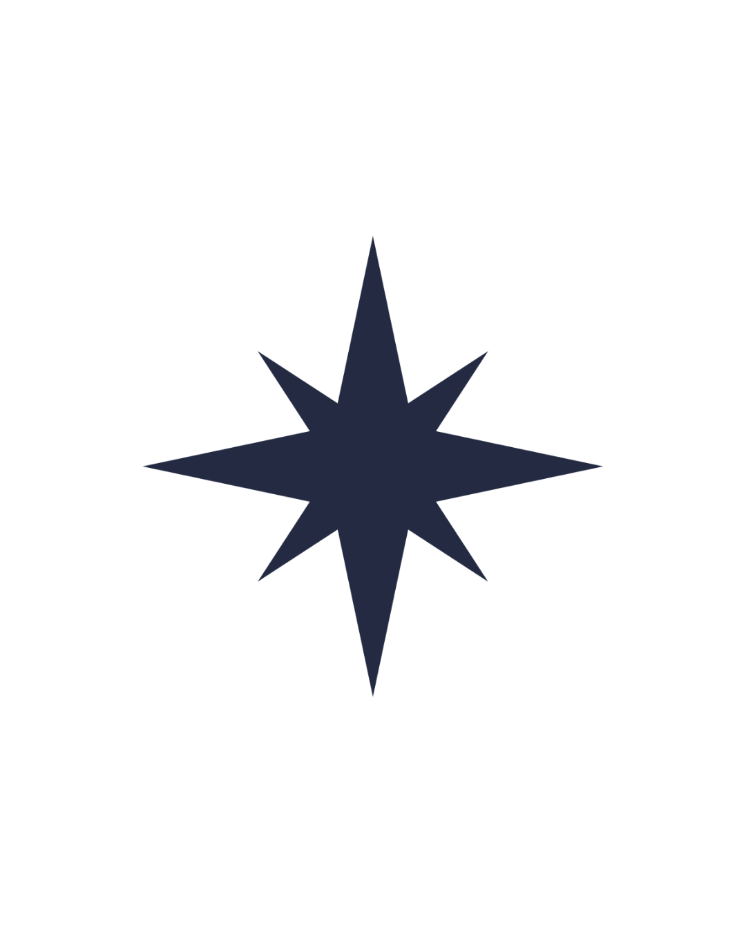 Navy blue eight-point north star icon representing guidance, direction, and trusted real estate expertise — Havenrose Real Estate Salem, Oregon