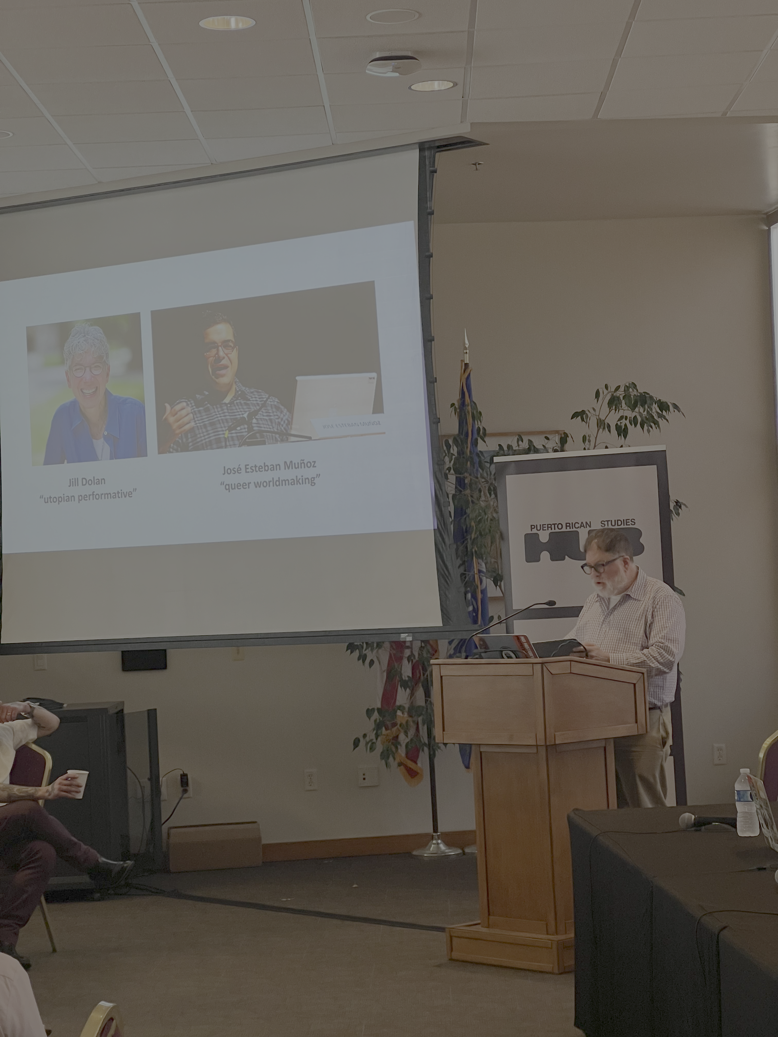 Presentation slide featuring Jill Dolan and José Esteban Muñoz
