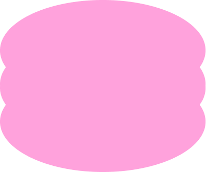 Pink oval shape with scalloped edges.