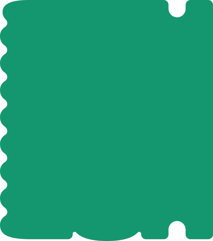 Green abstract stacked pattern with layered shapes.