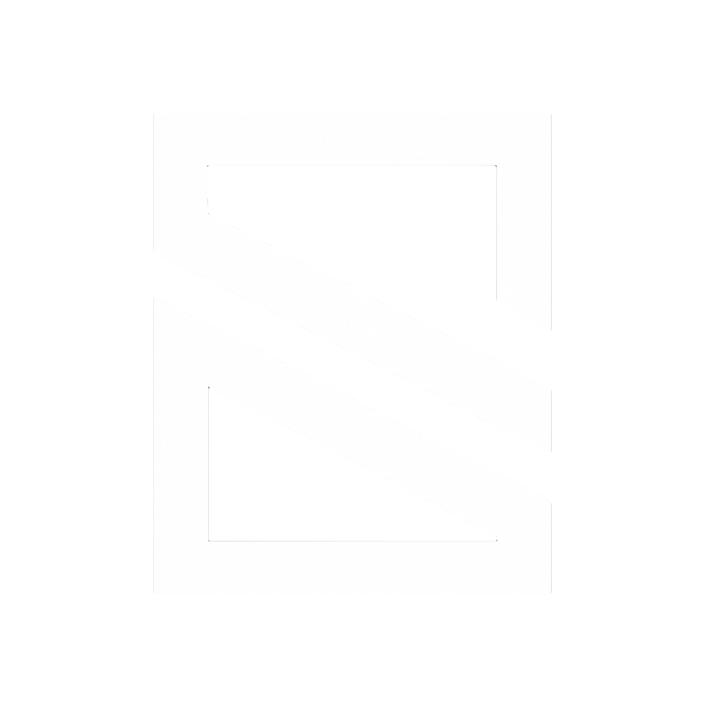 Black and white logo with geometric shapes forming an abstract letter 'S' or design.
