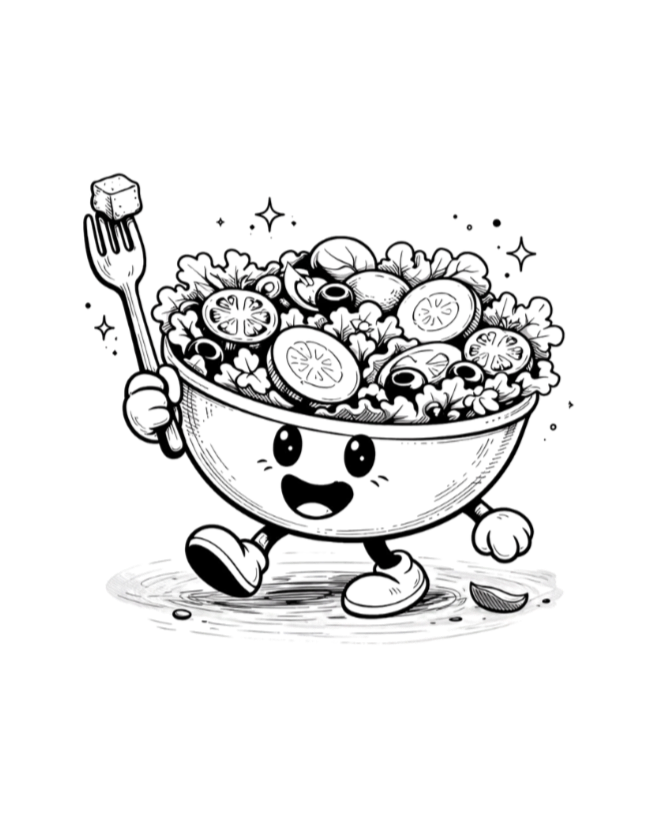 Un bol de salade portant une fourchette