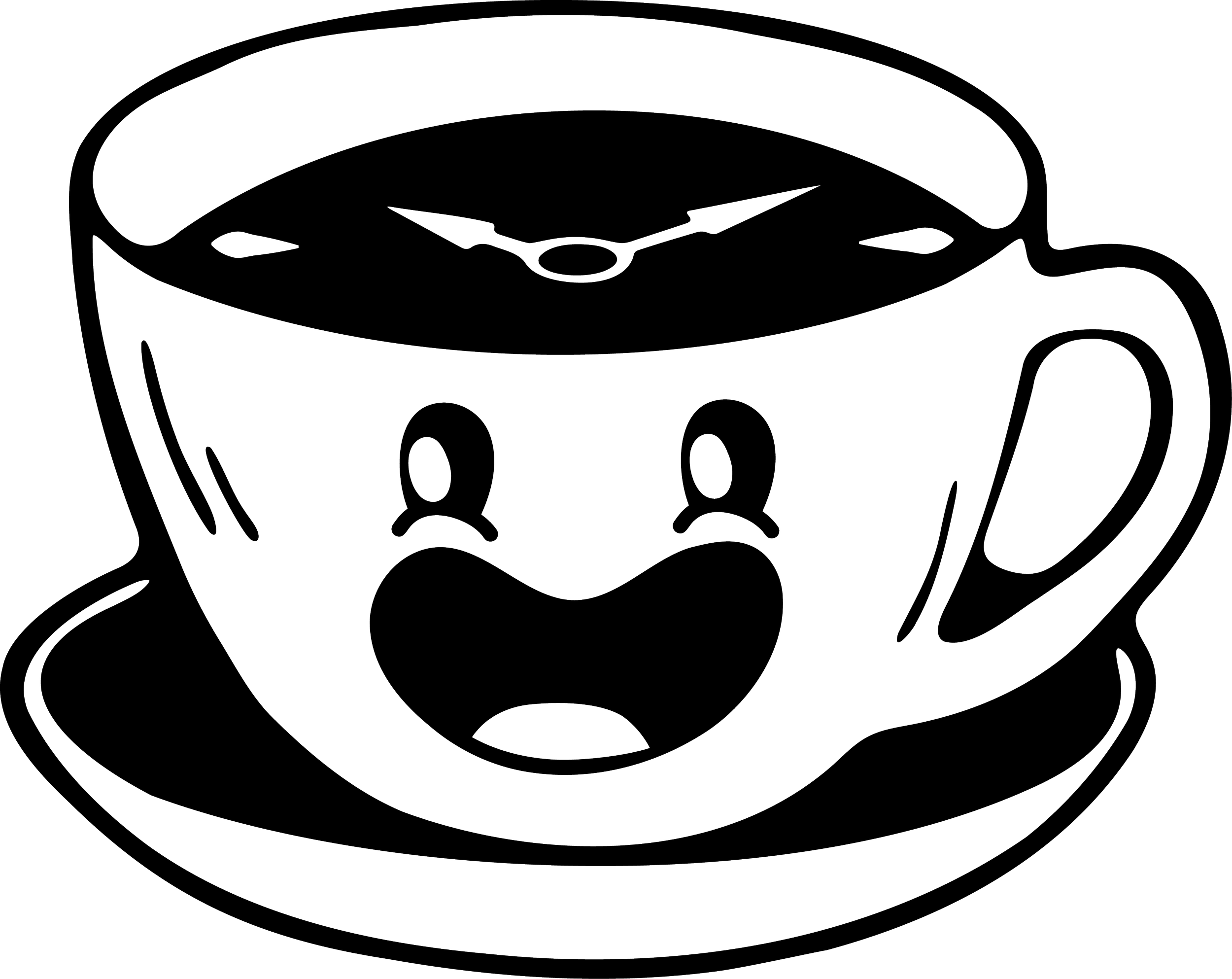 Dessin présentant une tasse de café d'un un style type dessin animé.
