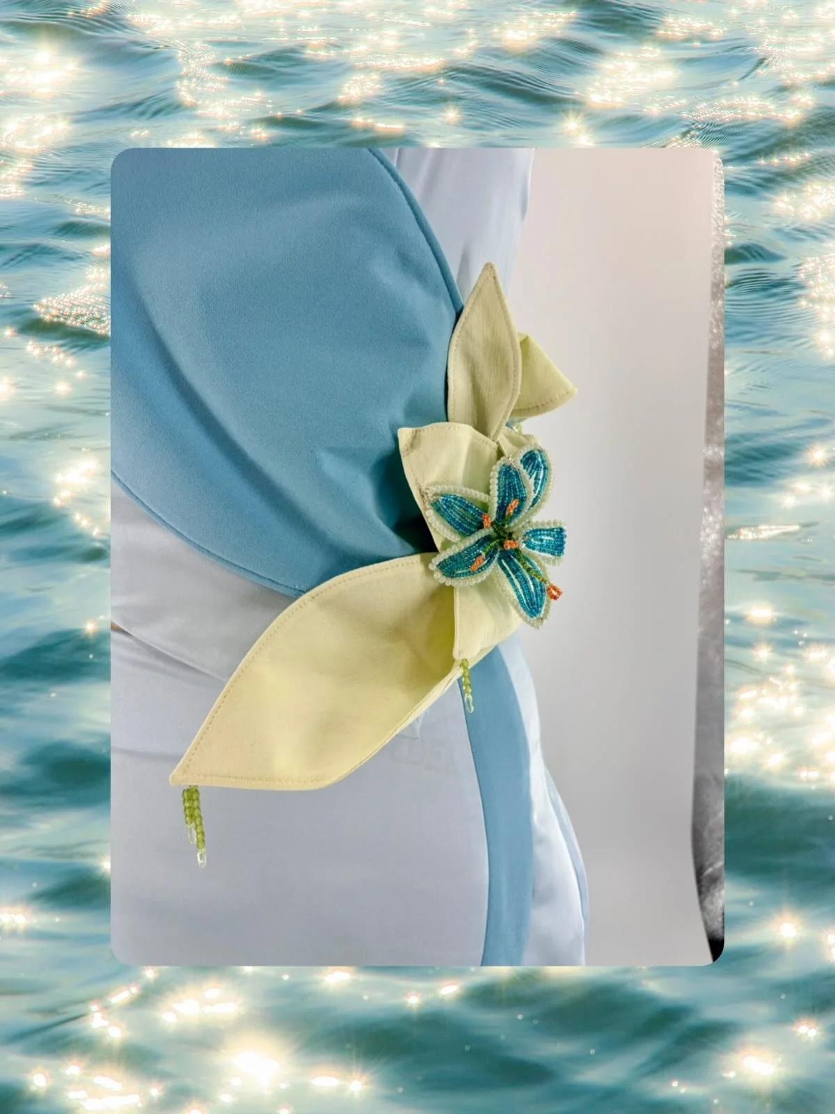 💧Look 2 Details💧

Senior Collection ~ Bellasense✨

Two more weeks til fashion show day! 
This look features a hand beaded flower I created, as well as hand sewn petal elements with string beading!