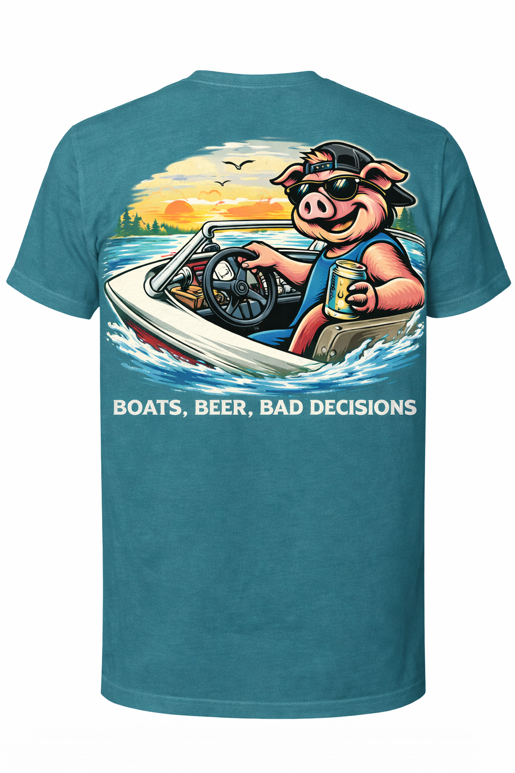 Pig on a boat at sunset.png