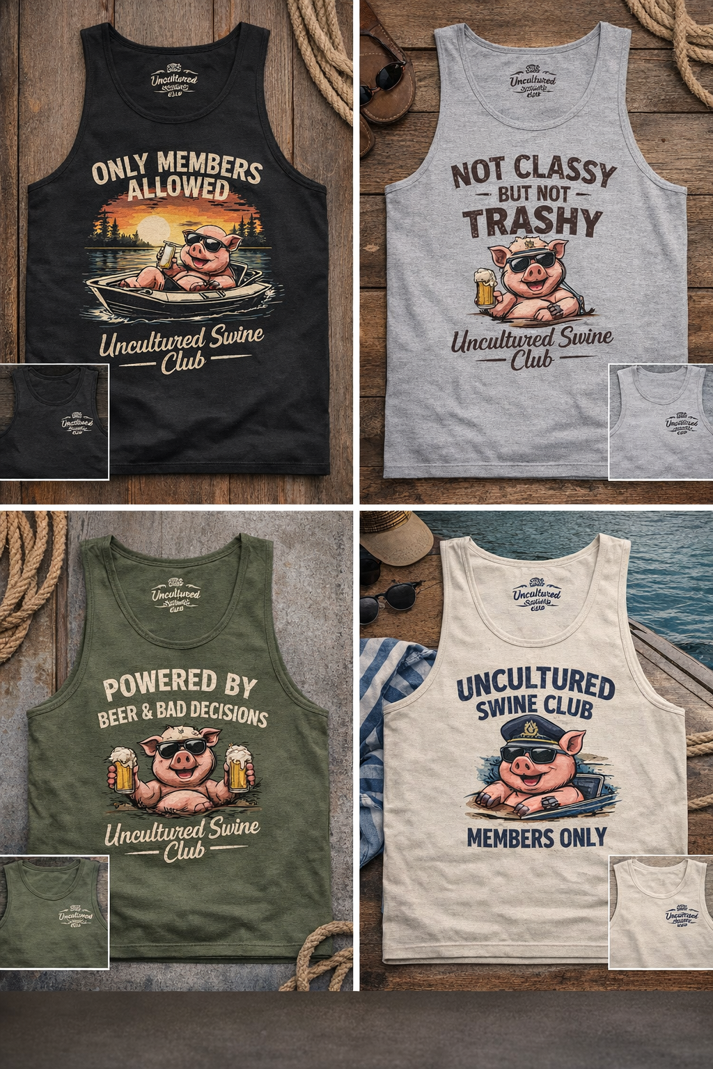 Uncultured Swine Club tank top collection.png