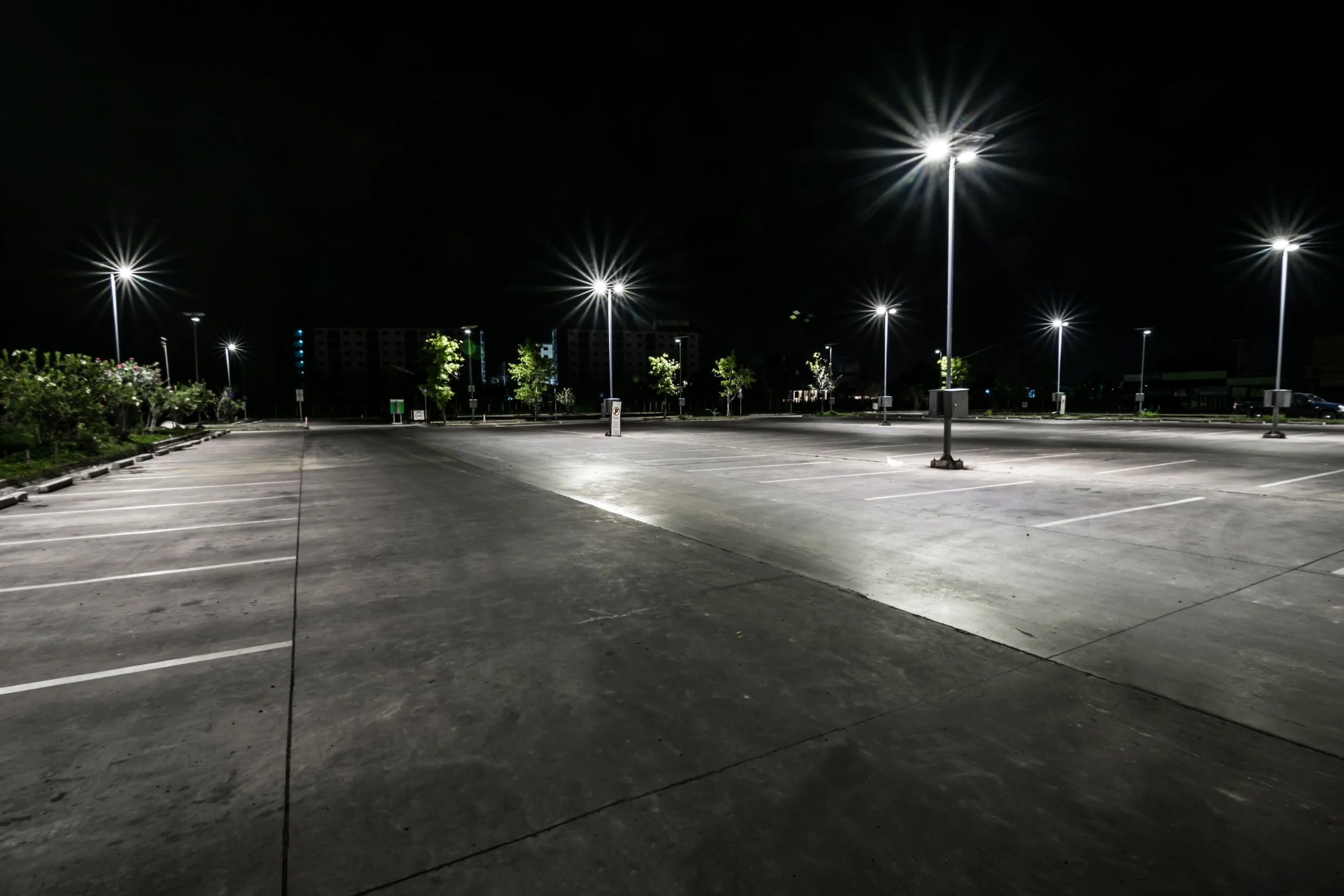 Parking lot lighting installation for Edmonton commercial property by Armada Electrical