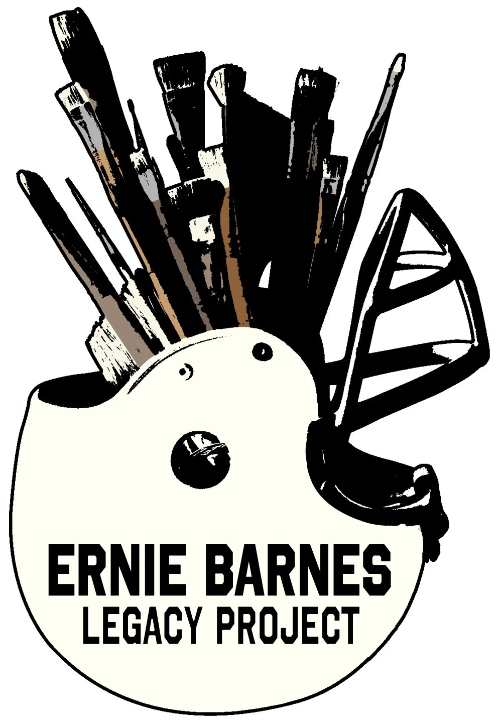 A stylized graphic of a computer mouse filled with various tools and a DNA helix, with the text 'Ernie Barnes Legacy Project' written on it.