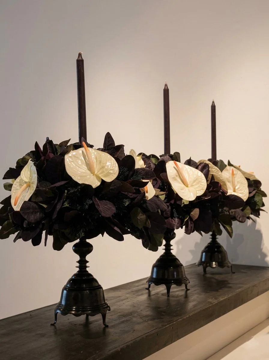 object + floral candle install