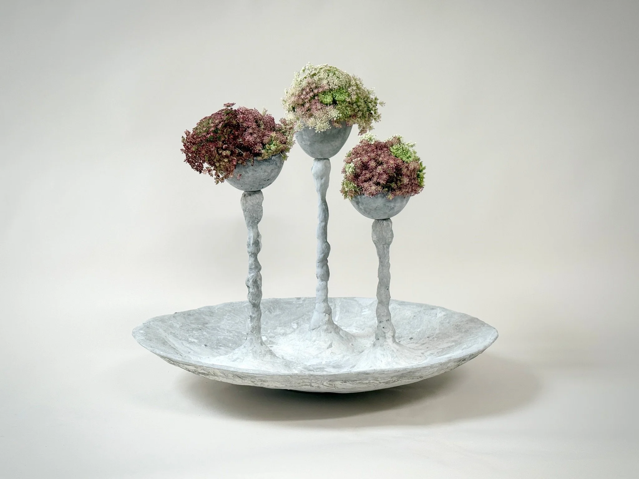 hand formed concrete centerpiece